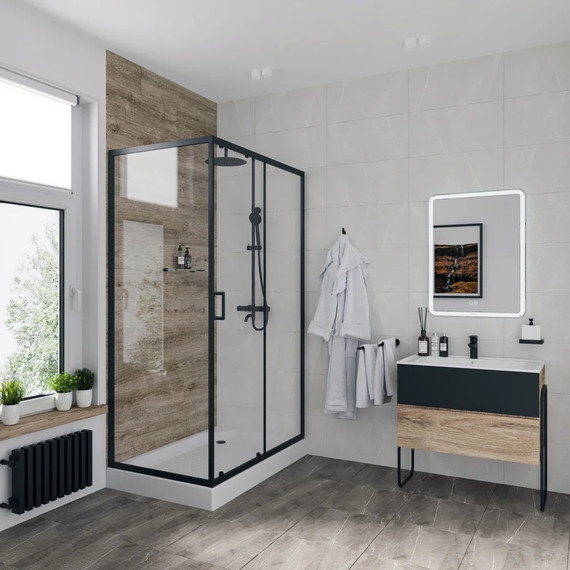 Душевое ограждение Niagara Nova 120x80 см NG-6812-08 BLACK, черный/прозрачное фото 
