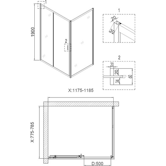 Душевое ограждение Niagara Nova 120x80 см NG-6812-08 BLACK, черный/прозрачное - 3 Душевое ограждение Niagara Nova 120x80 см NG-6812-08 BLACK, черный/прозрачное фото 3