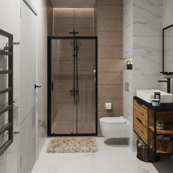 Душевая дверь Niagara Nova 120 см NG-82-12AB, черный/прозрачное фото 