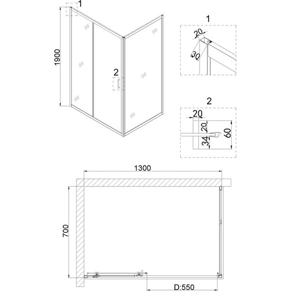 Душевое ограждение Niagara Nova 130x70 см NG-82-13AB-NG-A70B, черный/прозрачное - 3 Душевое ограждение Niagara Nova 130x70 см NG-82-13AB-NG-A70B, черный/прозрачное фото 3