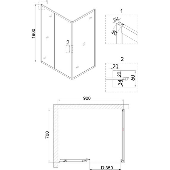 Душевое ограждение Niagara Nova 90x70 см NG-82-9AB-NG-A70B, черный/прозрачное - 3 Душевое ограждение Niagara Nova 90x70 см NG-82-9AB-NG-A70B, черный/прозрачное фото 3