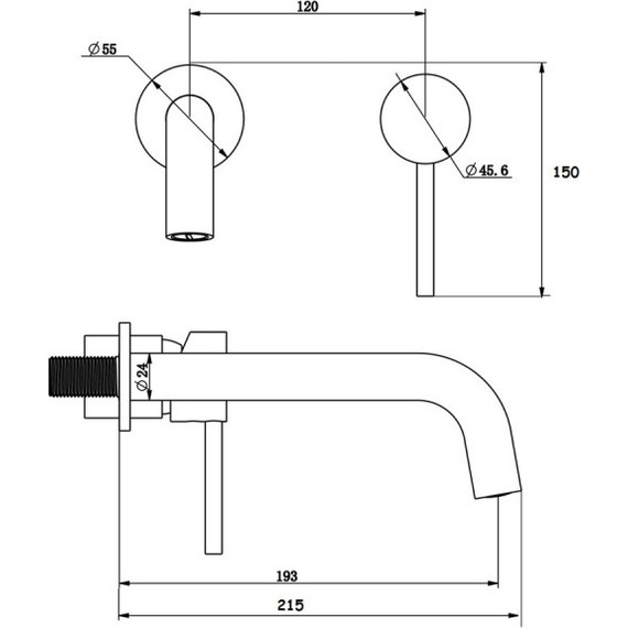 Смеситель для раковины настенный Bronze de Luxe Scandi 14511B, чёрный матовый, Цвет производителя: чёрный матовый фото 5