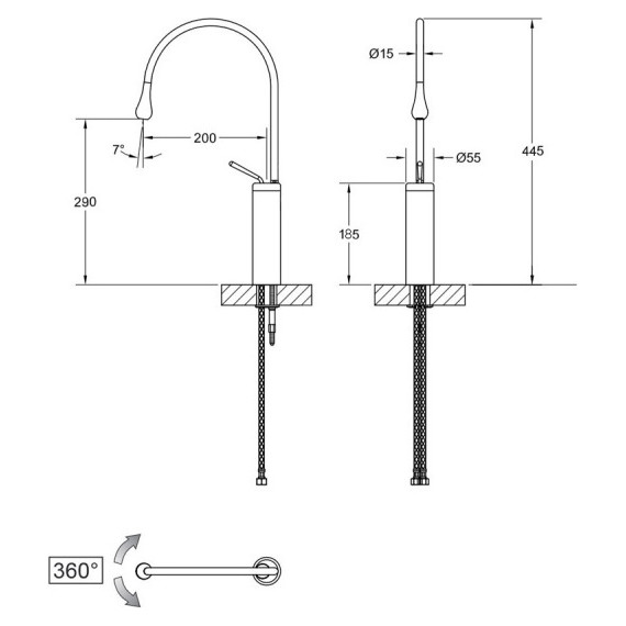 Смеситель для раковины высокий Bronze de Luxe Scandi 9015BR, бронза, Цвет производителя: бронза - 9 Смеситель для раковины высокий Bronze de Luxe Scandi 9015BR, бронза, Цвет производителя: бронза фото 9