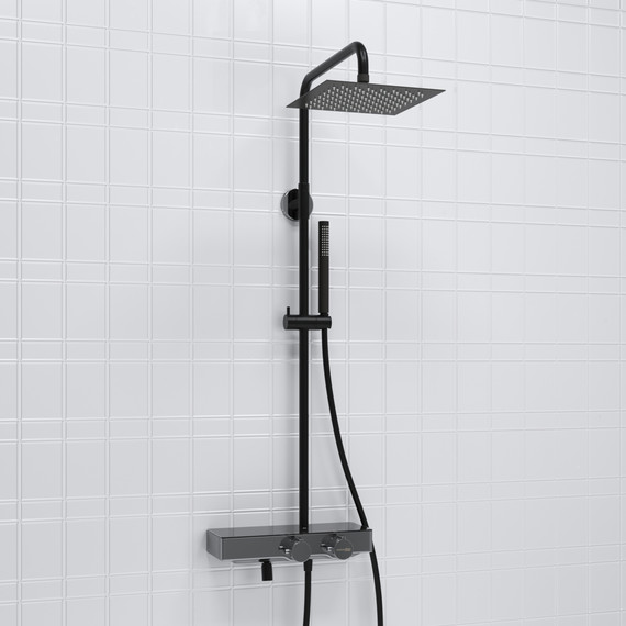 Душевая стойка с термостатом WasserKraft A114.255.217.CB Thermo, черный фото 2