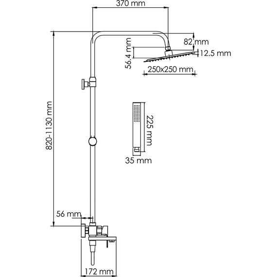 Душевая стойка WasserKraft A277.255.218.BM, черный - 3 Душевая стойка WasserKraft A277.255.218.BM, черный фото 3