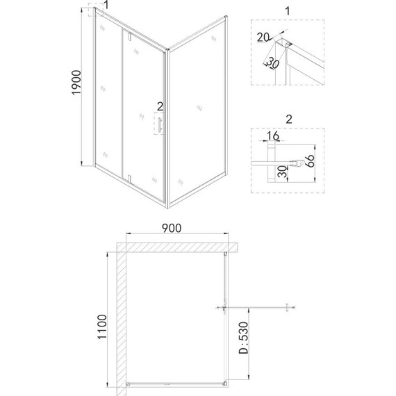 Душевое ограждение Niagara Nova 110x90 см NG-43-11AG-NG-A90G, золото/прозрачное фото 5