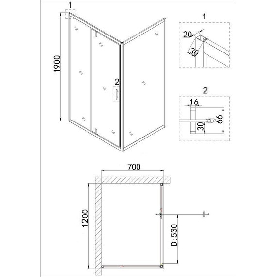Душевое ограждение Niagara Nova 120x70 см NG-43-12AG-NG-A70G, золото/прозрачное фото 5