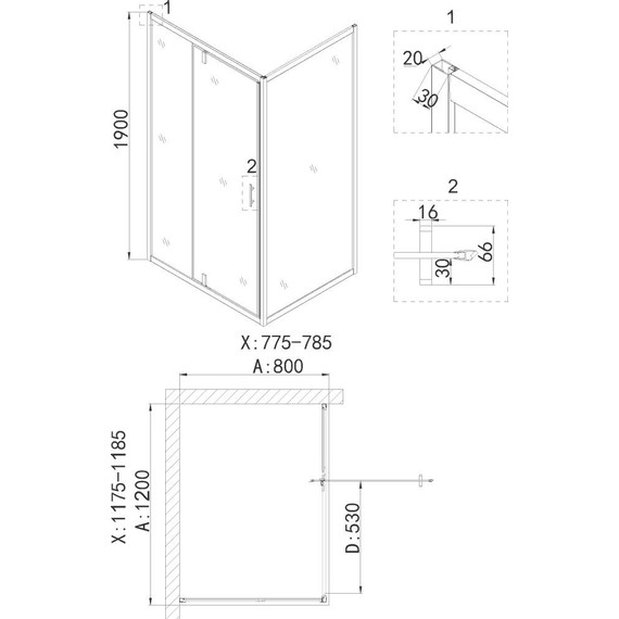 Душевое ограждение Niagara Nova 120x80 см NG-43-12AG-NG-A80G, золото/прозрачное фото 5