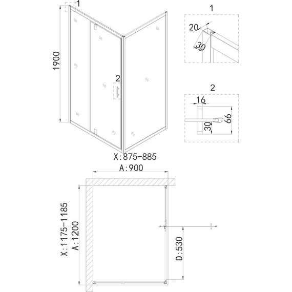 Душевое ограждение Niagara Nova 120x90 см NG-43-12AG-NG-A90G, золото/прозрачное - 5 Душевое ограждение Niagara Nova 120x90 см NG-43-12AG-NG-A90G, золото/прозрачное фото 5