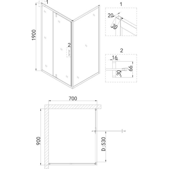 Душевое ограждение Niagara Nova 90x70 см NG-43-9AG-NG-A70G, золото/прозрачное фото 5