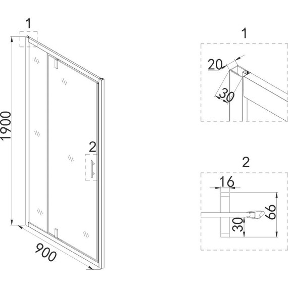 Душевая дверь Niagara Nova 90 см NG-43-9AG, золото/прозрачное фото 5