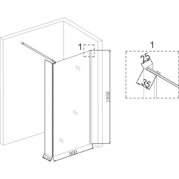 Душевая перегородка Niagara Nova 90 см NG-644-90GOLD с кронштейном, золото/прозрачное фото 4