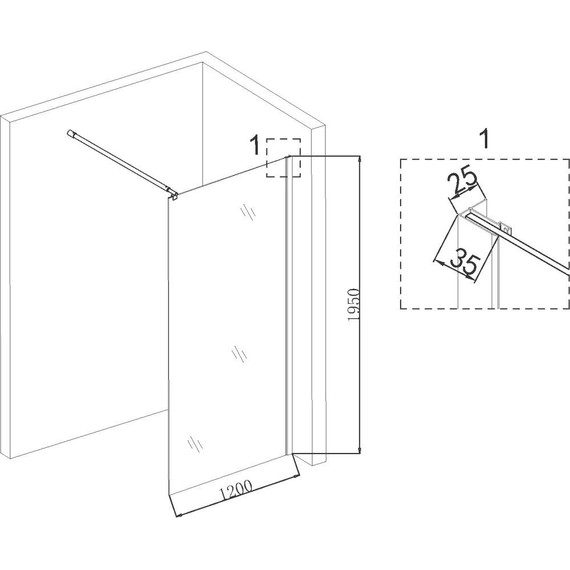 Душевая перегородка Niagara Nova 120 см NG-685-12BLACK с кронштейном, черный/прозрачное фото 4