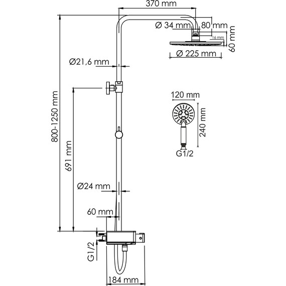 Душевая стойка с термостатом WasserKraft A113.067.058.CH Thermo - 3 Душевая стойка с термостатом WasserKraft A113.067.058.CH Thermo фото 3
