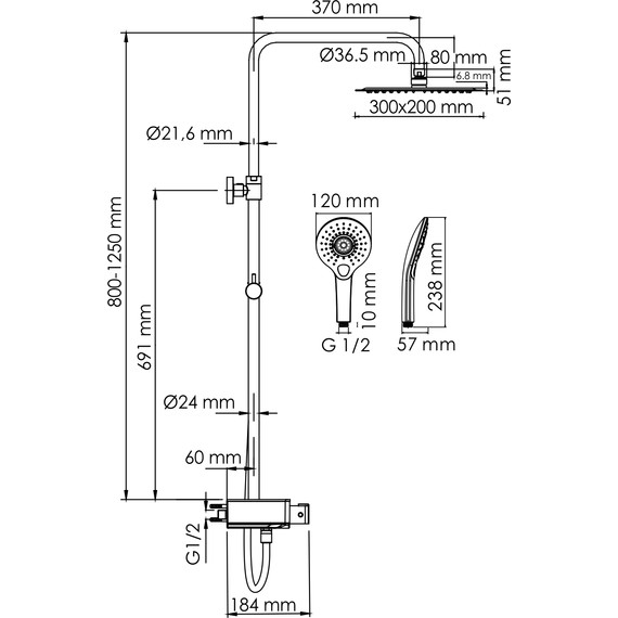 Душевая стойка с термостатом WasserKraft A113.069.101.CH Thermo - 3 Душевая стойка с термостатом WasserKraft A113.069.101.CH Thermo фото 3