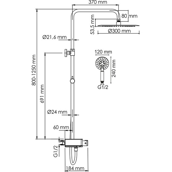 Душевая стойка с термостатом WasserKraft A113.116.058.CH Thermo - 3 Душевая стойка с термостатом WasserKraft A113.116.058.CH Thermo фото 3