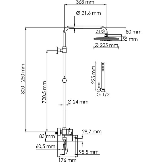 Душевая стойка WasserKraft A174.077.217.CB, черный фото 3
