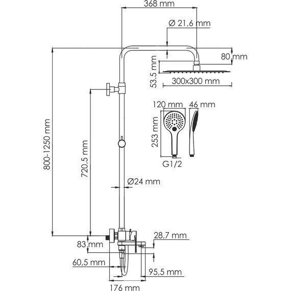 Душевая стойка WasserKraft A185.163.155.WM, белый - 6 Душевая стойка WasserKraft A185.163.155.WM, белый фото 6