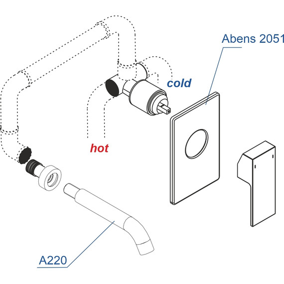 Смеситель для раковины настенный WasserKraft Abens A20503, черный фото 3