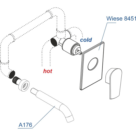 Смеситель для раковины настенный WasserKraft Wiese A84563, оружейная сталь фото 3