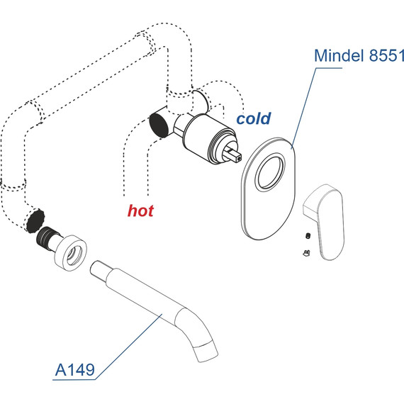 Смеситель для раковины настенный WasserKraft Mindel A85593, белый фото 3