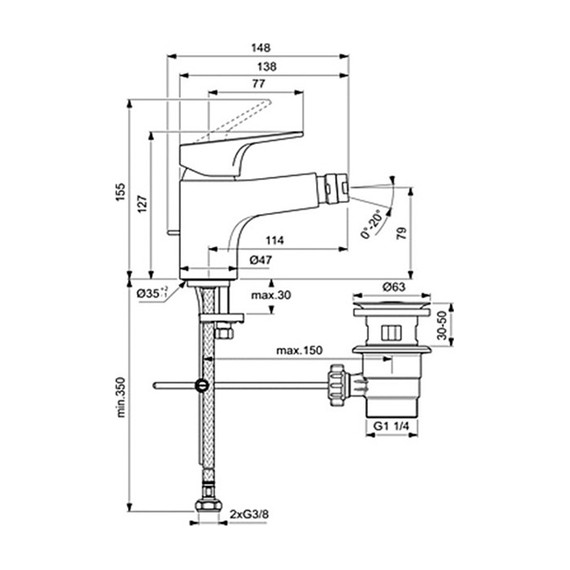 Смеситель для биде Ideal Standard Cerabase BC839AA фото 2