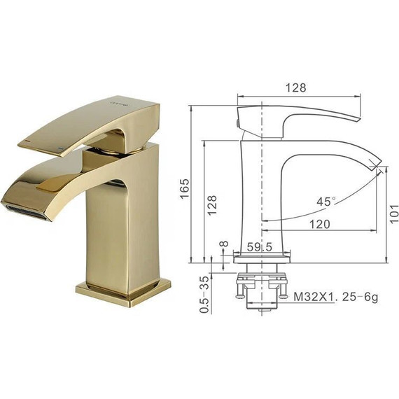 Смеситель для раковины Gappo G1007-3, золото - 6 Смеситель для раковины Gappo G1007-3, золото фото 6