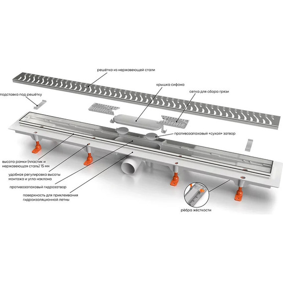 Трап Veconi N Medium 85 см V850MN, хром глянцевый, Цвет производителя: хром глянцевый, Размер трапа: 850 фото 7