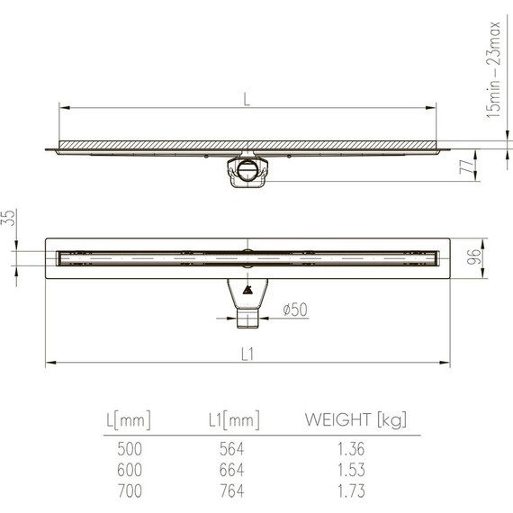 Трап Veconi Slim-line 50 см V500SL, хром глянцевый фото 5