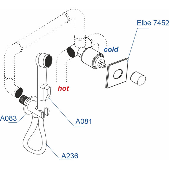 Набор для гигиенического душа WasserKraft Elbe A07436, черный - 3 Набор для гигиенического душа WasserKraft Elbe A07436, черный фото 3