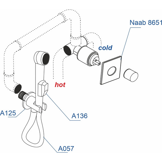 Набор для гигиенического душа WasserKraft Naab A08657 - 3 Набор для гигиенического душа WasserKraft Naab A08657 фото 3