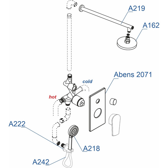 Душевая система для душа WasserKraft Abens A16162, черный фото 3