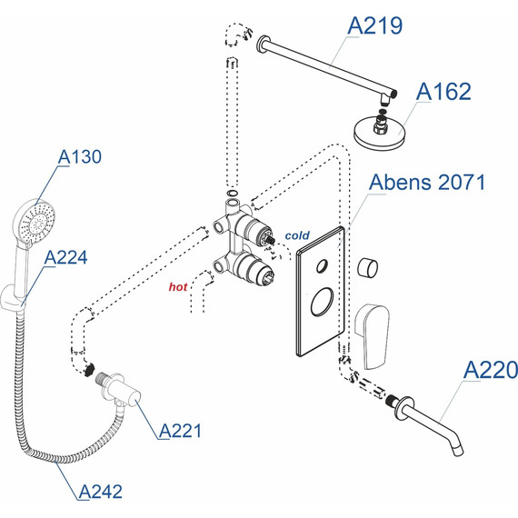 Душевая система для ванны WasserKraft A172071, черный - 3 Душевая система для ванны WasserKraft A172071, черный фото 3