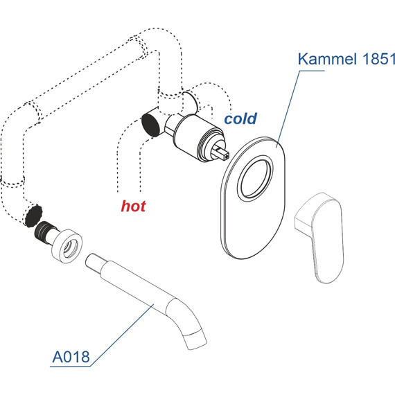 Смеситель для раковины настенный WasserKraft Kammel A18583 фото 3