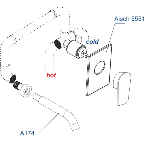 Смеситель для раковины настенный WasserKraft Aisch A55543, золото матовое фото 3