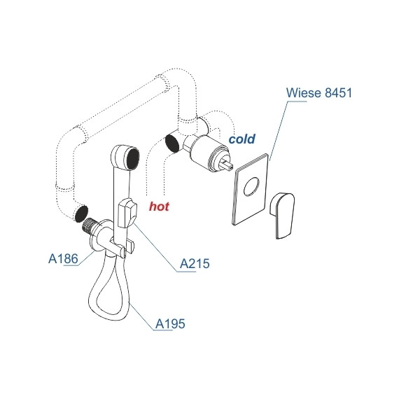 Набор для гигиенического душа WasserKraft Wiese A84095, оружейная сталь - 3 Набор для гигиенического душа WasserKraft Wiese A84095, оружейная сталь фото 3