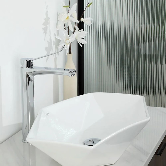 Смеситель для раковины высокий с локтевой (хирургической) ручкой Gappo G1021-21, Цвет производителя: хром фото 8