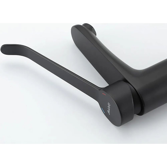 Смеситель для раковины с локтевой (хирургической) ручкой Gappo G1021-6, черный, Цвет производителя: чёрный фото 14