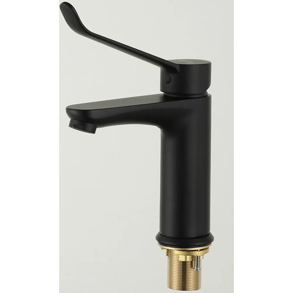 Смеситель для раковины с локтевой (хирургической) ручкой Gappo G1021-6, черный, Цвет производителя: чёрный фото 3