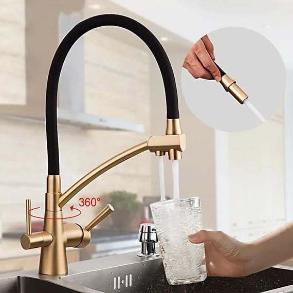 Смеситель для кухни Gappo G4398-13, золото/черный фото 11