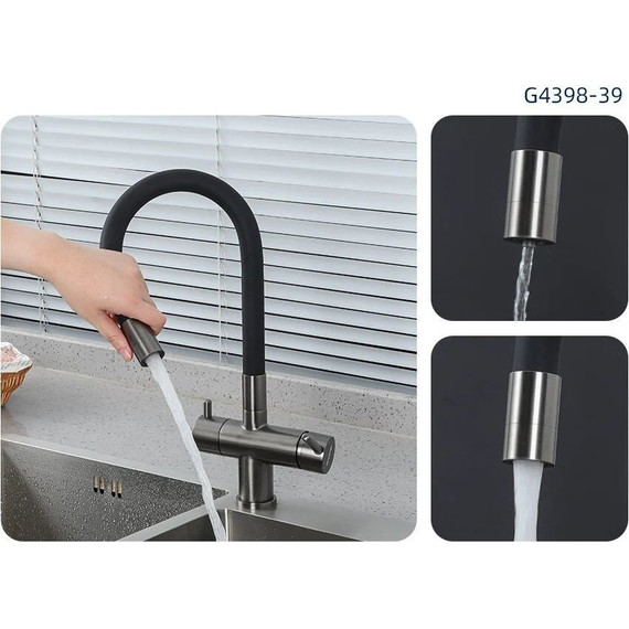 Смеситель для кухни Gappo G4398-39, оружейная сталь/чёрный - 6 Смеситель для кухни Gappo G4398-39, оружейная сталь/чёрный фото 6