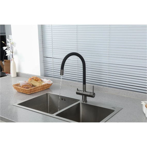 Смеситель для кухни Gappo G4398-39, оружейная сталь/чёрный - 12 Смеситель для кухни Gappo G4398-39, оружейная сталь/чёрный фото 12