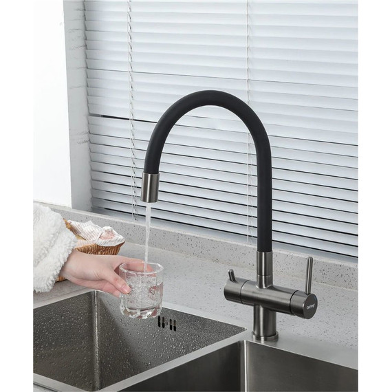 Смеситель для кухни Gappo G4398-39, оружейная сталь/чёрный - 2 Смеситель для кухни Gappo G4398-39, оружейная сталь/чёрный фото 2