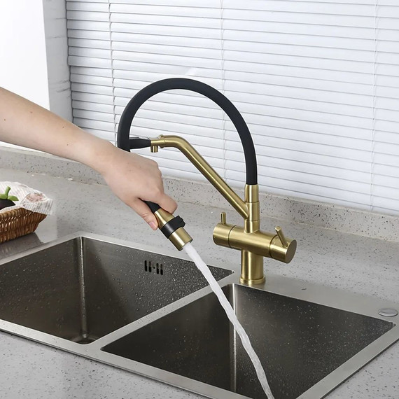 Смеситель для кухни Gappo G4398-83, золото/черный фото 11