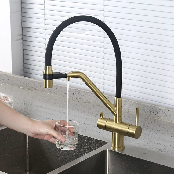 Смеситель для кухни Gappo G4398-83, золото/черный фото 14