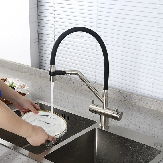 Смеситель для кухни Gappo G4398-85, сатин/черный фото 10