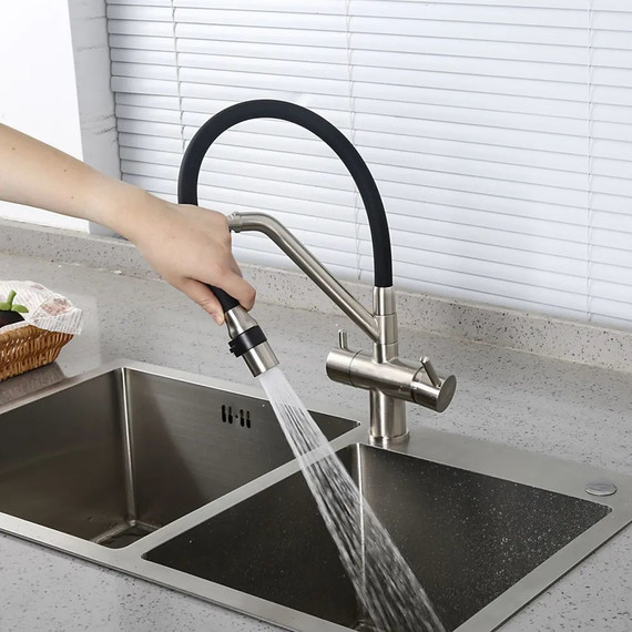 Смеситель для кухни Gappo G4398-85, сатин/черный фото 12