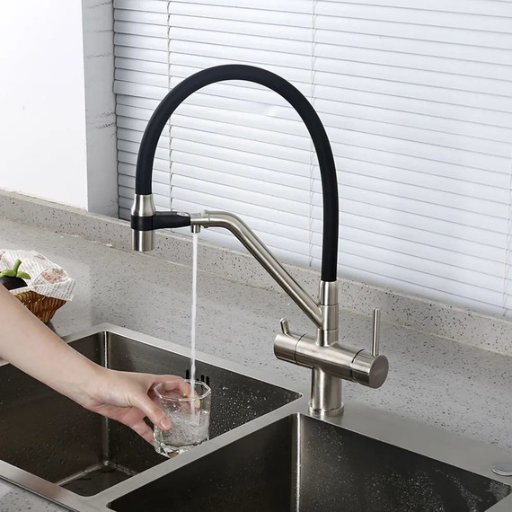 Смеситель для кухни Gappo G4398-85, сатин/черный фото 13