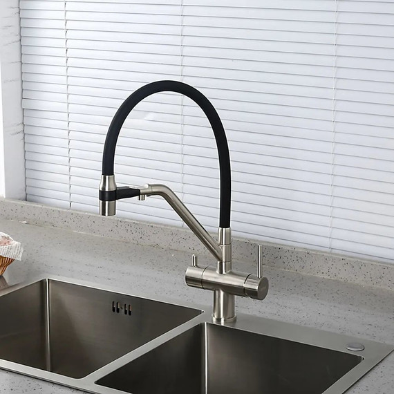 Смеситель для кухни Gappo G4398-85, сатин/черный фото 8