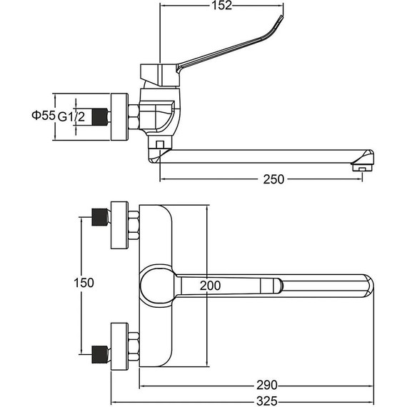 Смеситель для кухни с локтевой (хирургической) ручкой Gappo G4621 фото 15